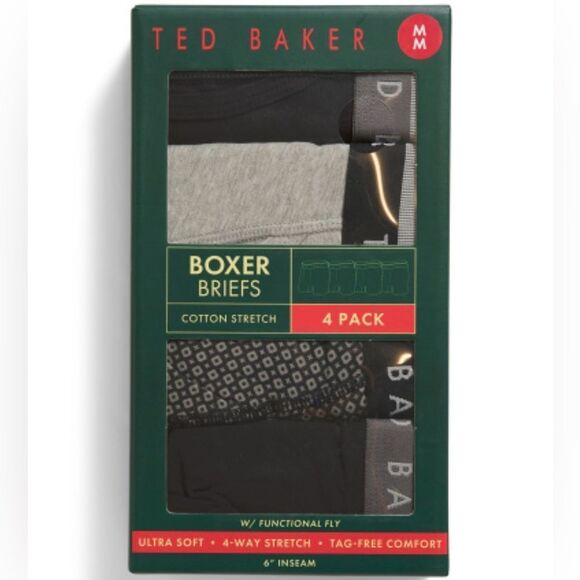 Ted Baker S/M/L 4 Pack Soft Cotton Stretch Black Gray Boxer Briefs - Picture 3 of 8